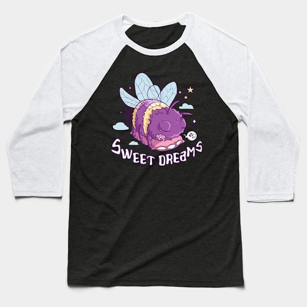 Sweet Dreams Are Made of Bees - Buzzing Slumber Illustration Baseball T-Shirt by SPIRIMAL